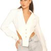 Blouses|Tops LA Sisters | Cropped Shoulder Pad Blouse White