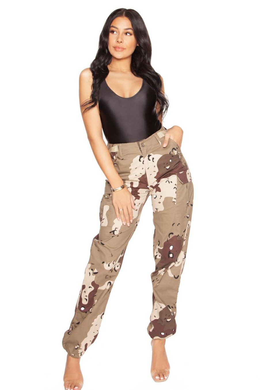 Broeken LA Sisters | Camouflage Pants Beige