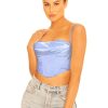 Tops LA Sisters | Satin Draped Corset Blue