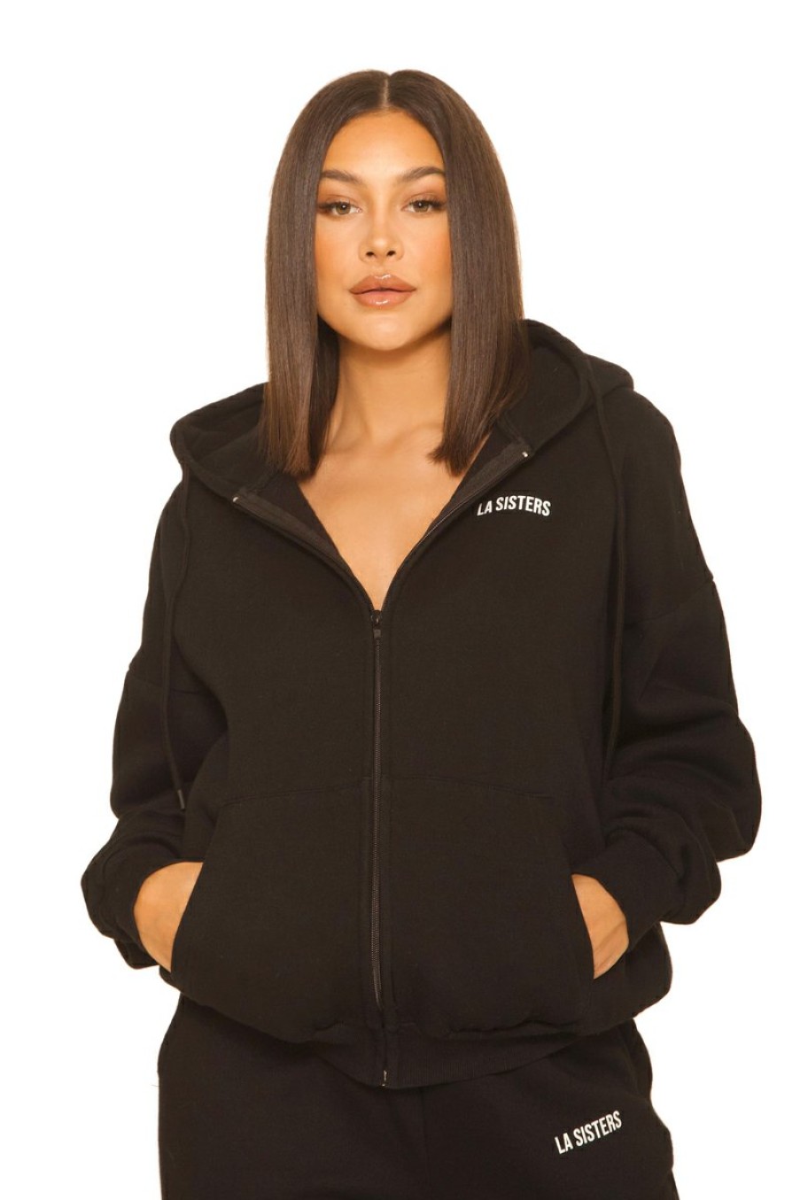 Truien LA Sisters | Essential Zipper Hoodie 2.0 Black