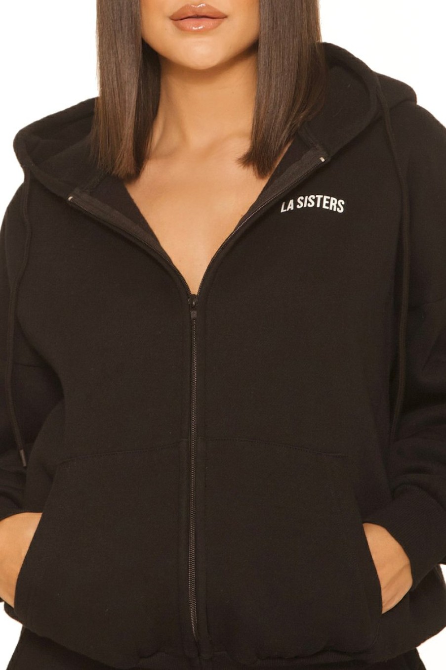 Truien LA Sisters | Essential Zipper Hoodie 2.0 Black