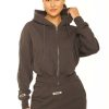 Truien LA Sisters | Essential Cropped Hoodie Dark Grey