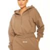 Truien LA Sisters | Essential Cropped Hoodie Taupe