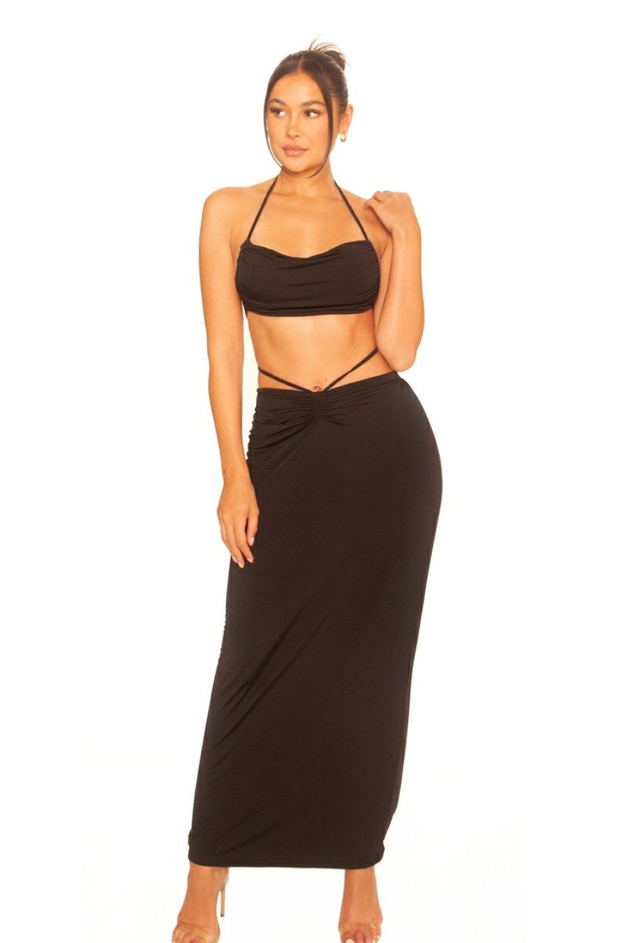 Two Pieces LA Sisters | Ruched Maxi Two Piece Black