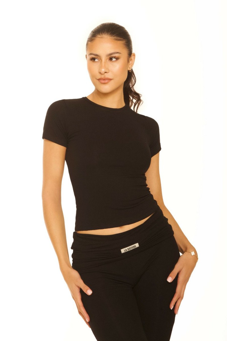 Tops LA Sisters | Short Sleeve Lounge Top Black