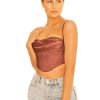 Tops LA Sisters | Satin Draped Corset Brown