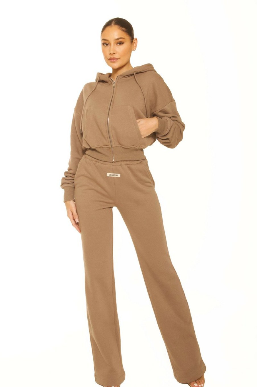 Broeken LA Sisters | Essential Wide Leg Pants Taupe