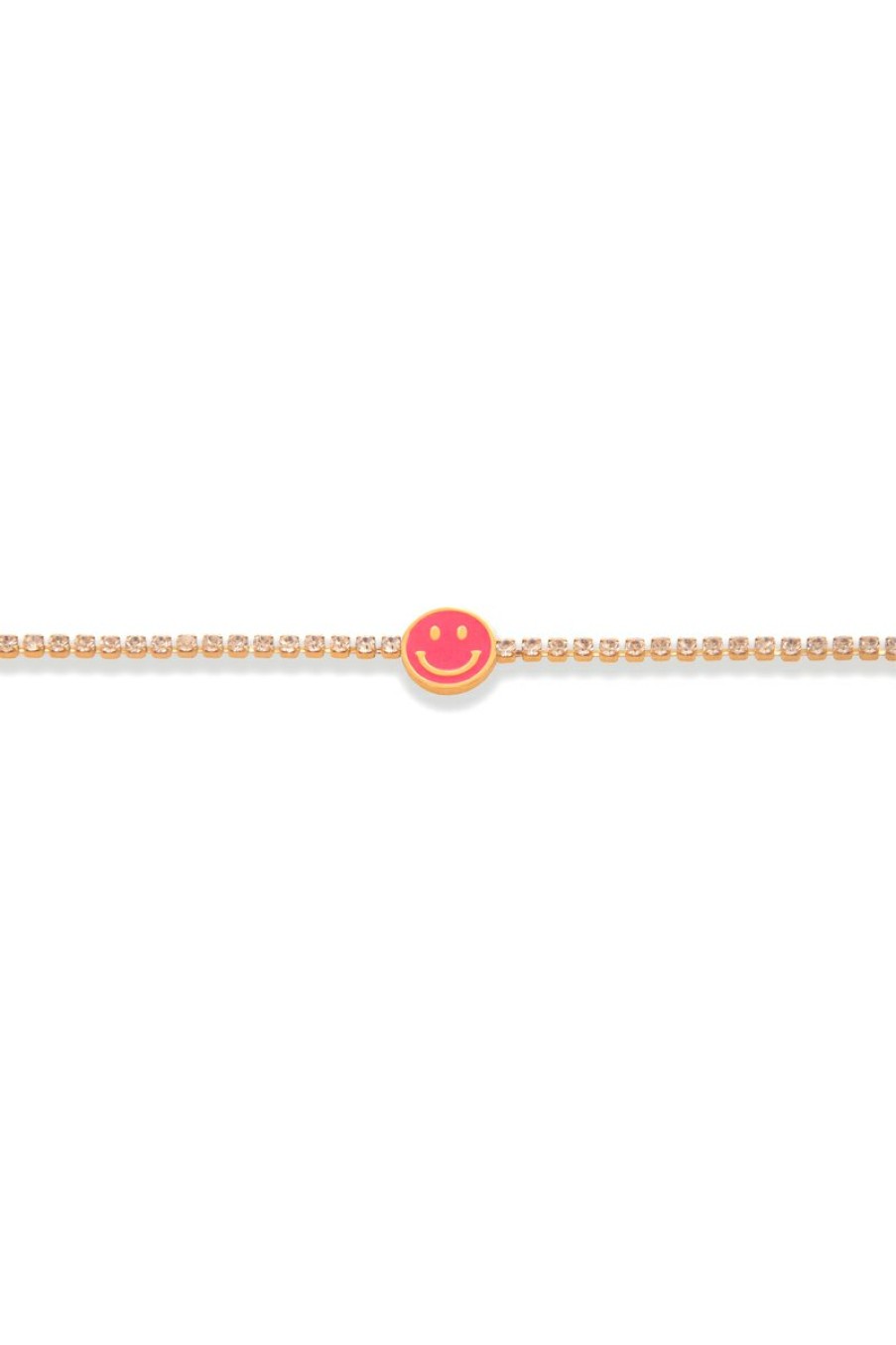 Sieraden LA Sisters | Rhinestone Smiley Bracelet Pink