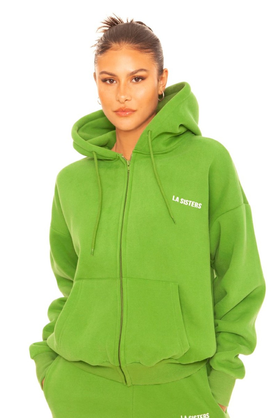 Truien LA Sisters | Essential Zipper Hoodie 2.0 Green