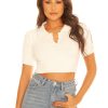 Tops LA Sisters | Knitted Cropped Polo Off-White