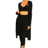 Two Pieces LA Sisters | Knitted Ankle Strap Three Piece Black