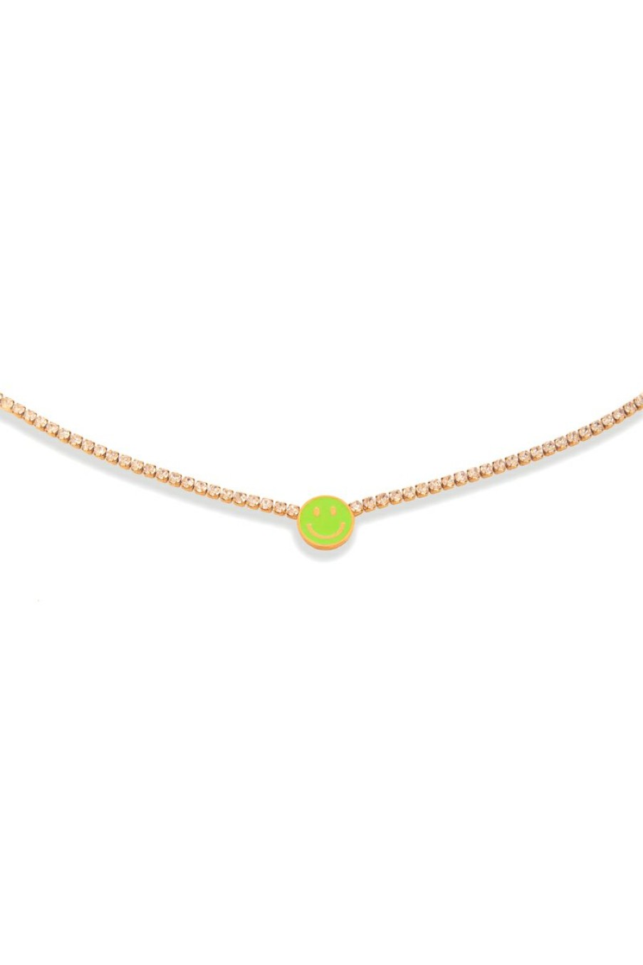 Sieraden LA Sisters | Rhinestone Smiley Necklace Green