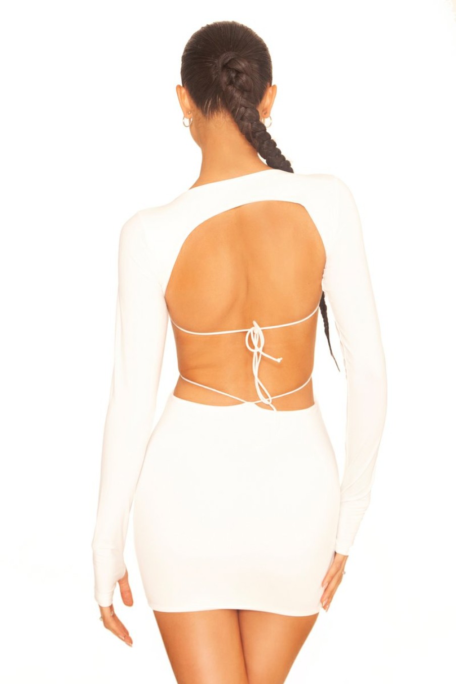 Jurken LA Sisters | Low Back String Mini Dress White