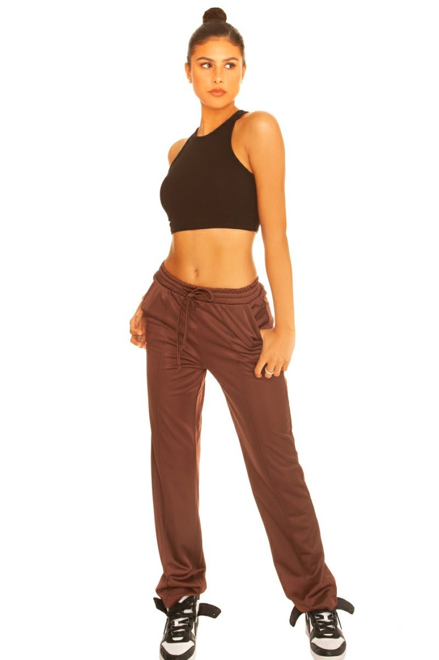 Broeken LA Sisters | Casual Trackpants Brown