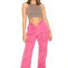 Broeken LA Sisters | Front Split Cargo Pants Pink