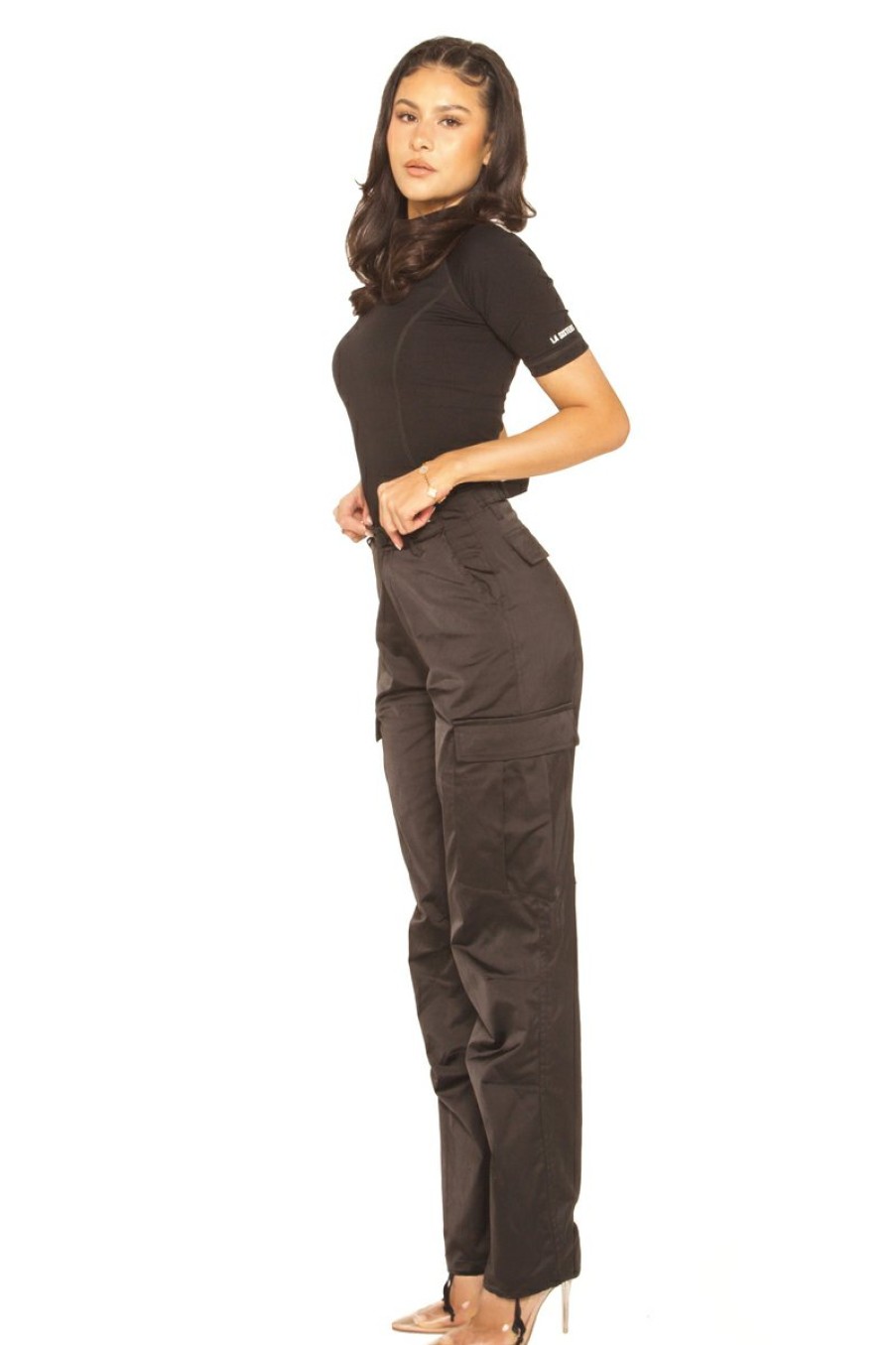 Broeken LA Sisters | Satin Cargo Pants