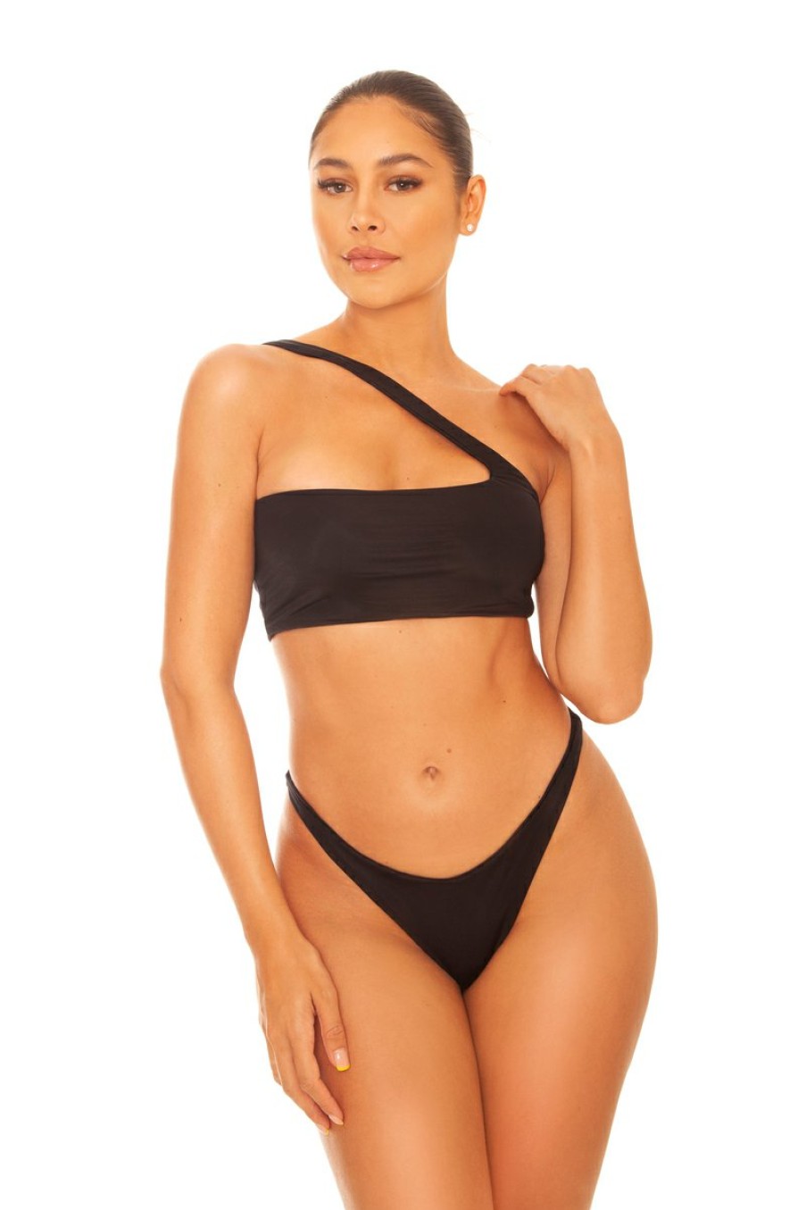 Zwemkleding LA Sisters | Diagonal Bandeau Bikini Black