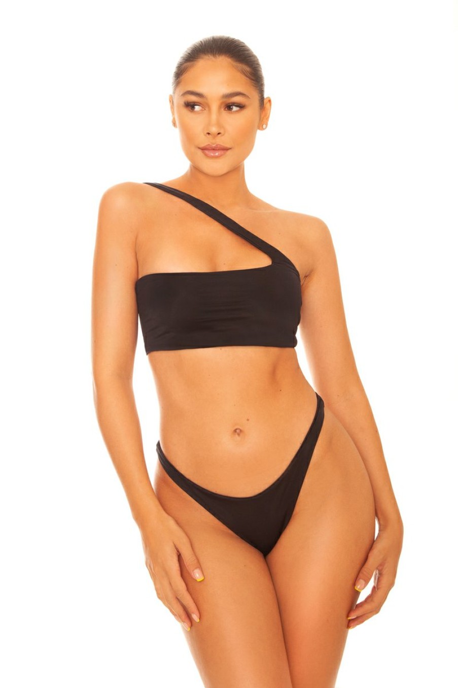 Zwemkleding LA Sisters | Diagonal Bandeau Bikini Black