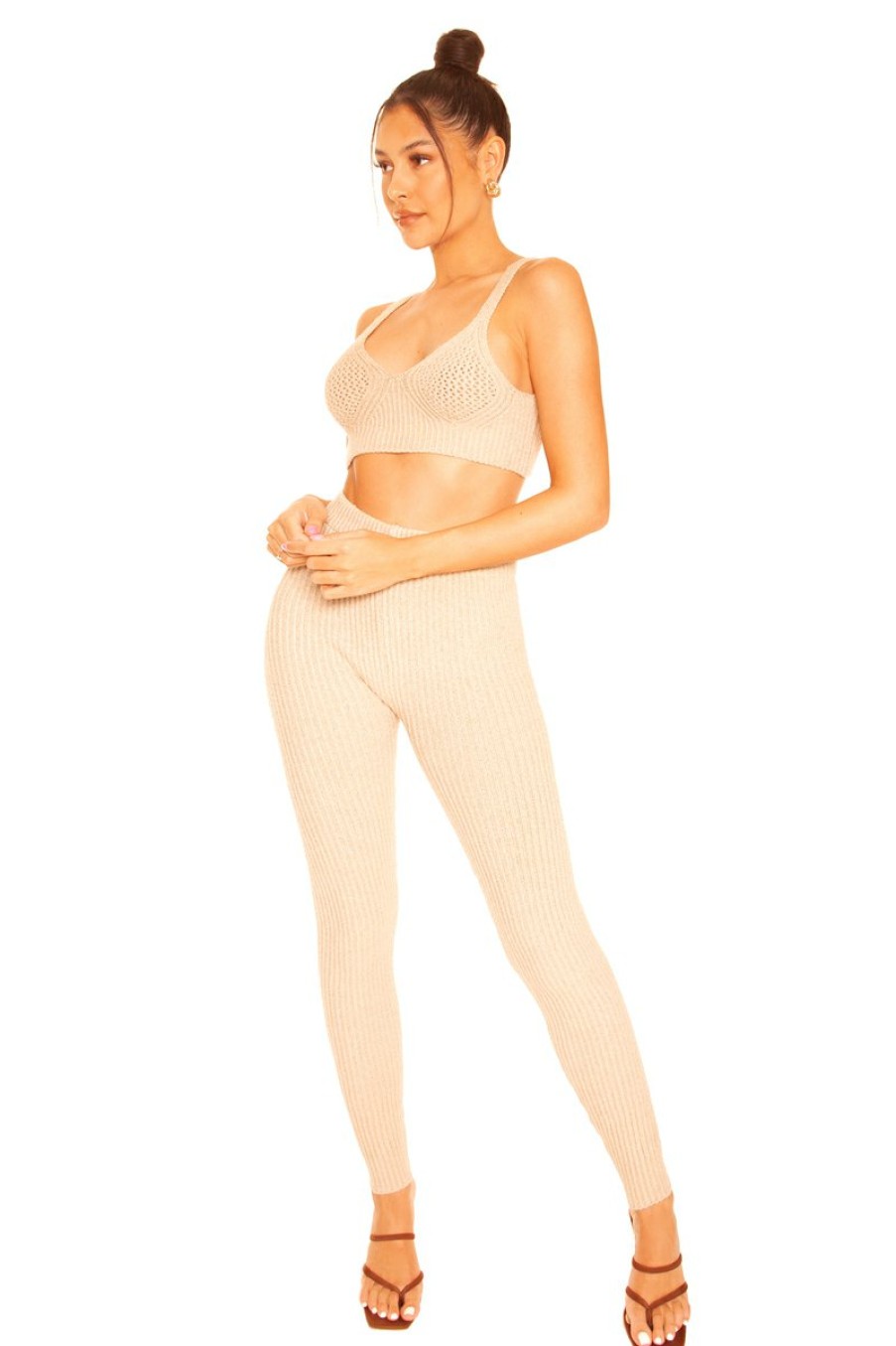 Two Pieces LA Sisters | Knitted Bralette Two Piece Beige