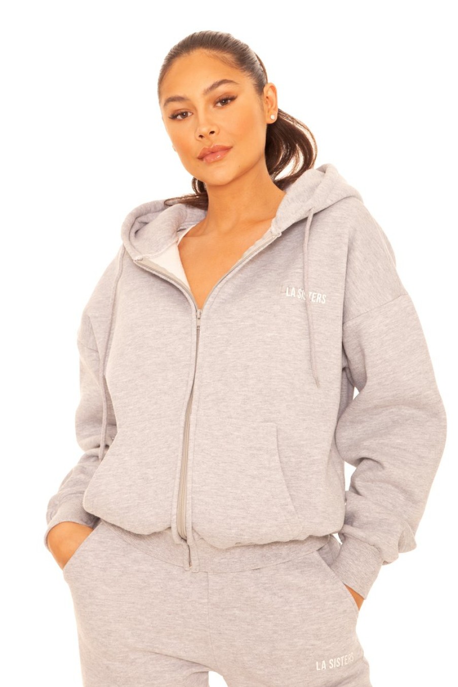 Truien LA Sisters | Essential Zipper Hoodie 2.0 Grey