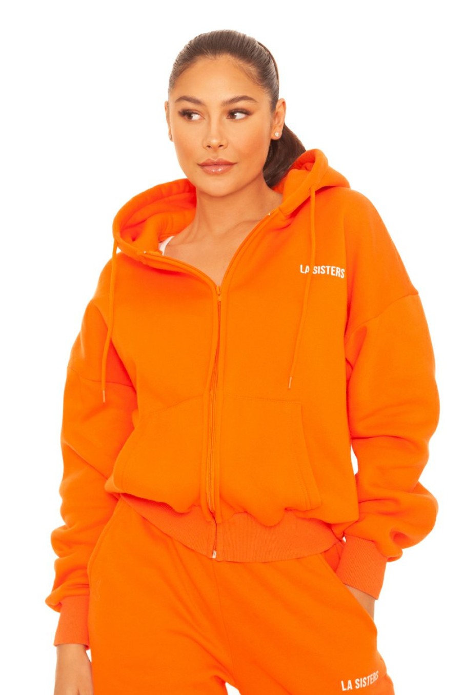 Truien LA Sisters | Essential Zipper Hoodie 2.0 Orange