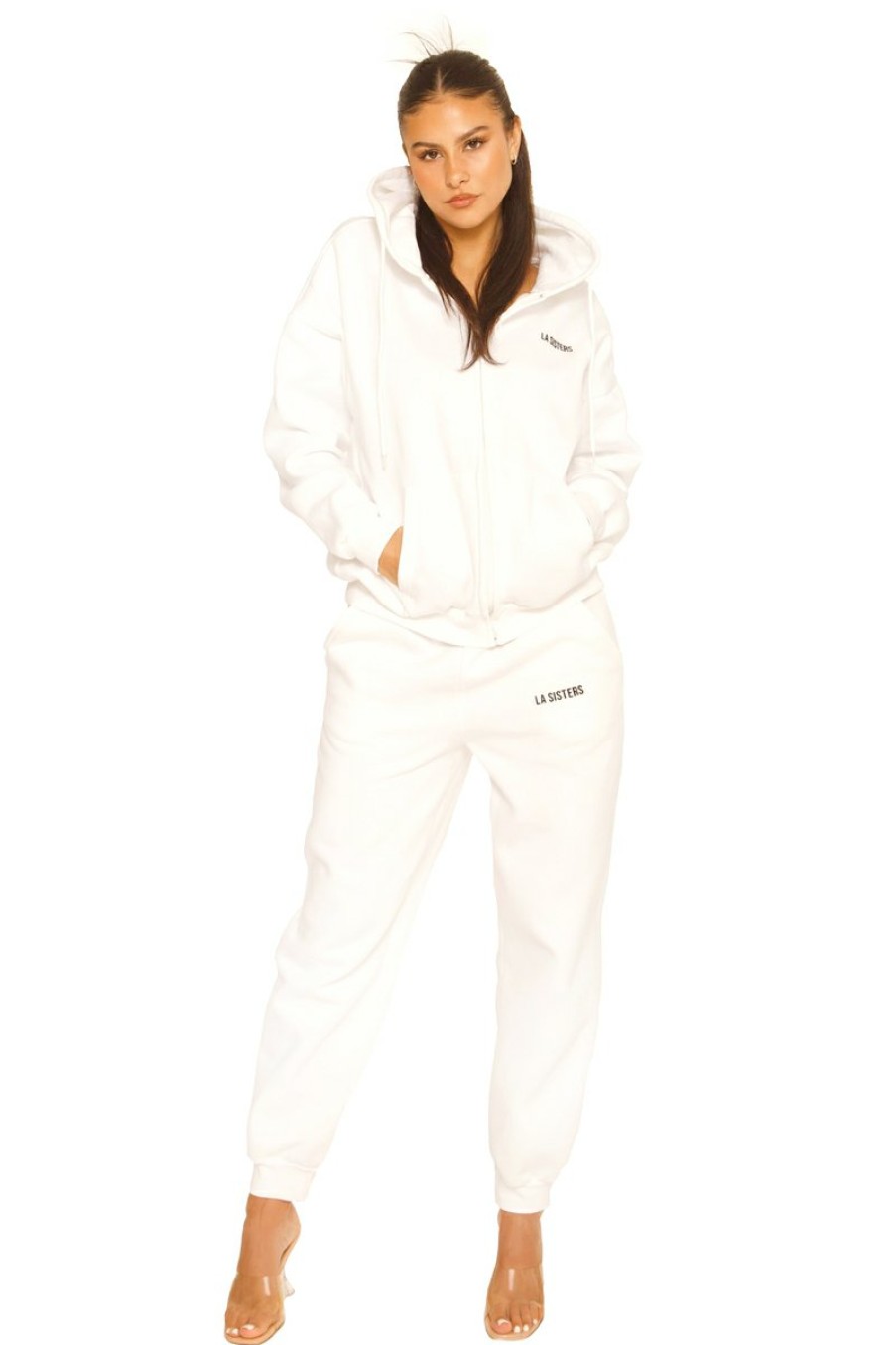 Broeken LA Sisters | Essential Sweatpants 2.0 White