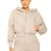 Truien LA Sisters | Essential Cropped Hoodie Light Grey